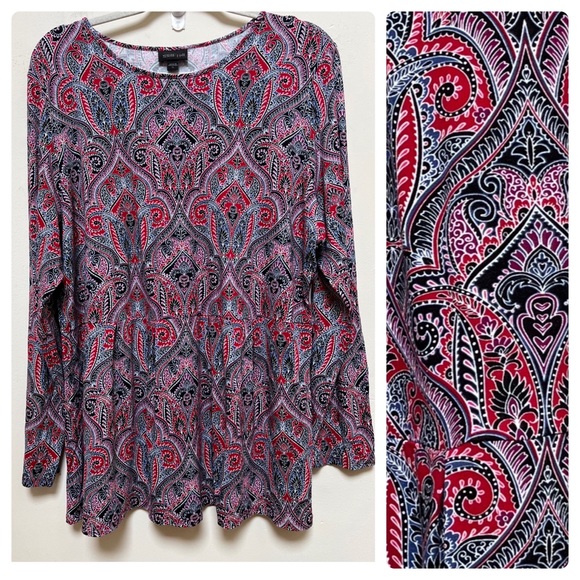 J. Jill Tops - Wearever Collection J. Jill Paisley Mixed Print Pleated Blouse See Description